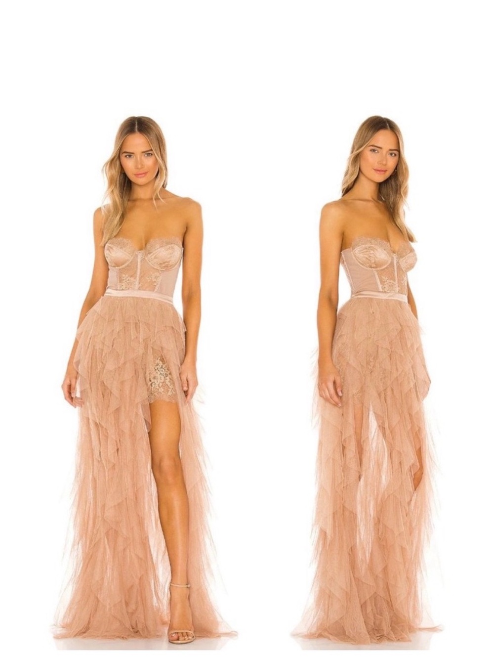 For Love And Lemons X REVOLVE BUSTIER GOWN IN WARM TAUPE